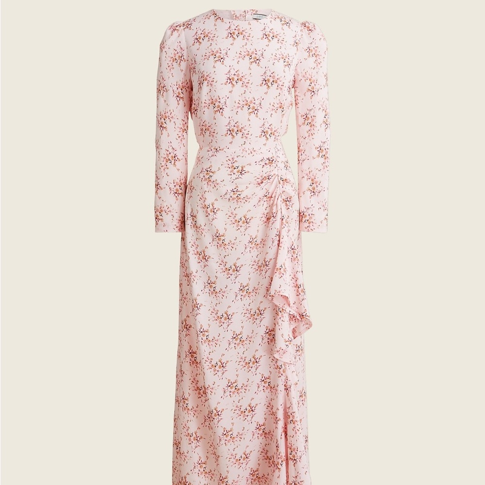 J. Crew Pink Floral Long Sleeve Dress
